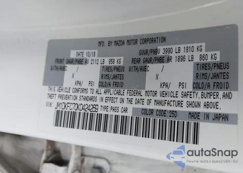 2019 Mazda Cx-3 Touring z USA, uszkodzony, nr VIN JM1DKFC70K0424269